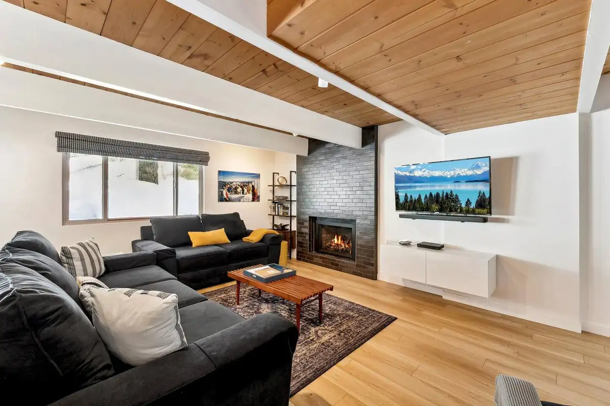 Living Room with flat screen TV, Patton's Pfeiffer Cabin