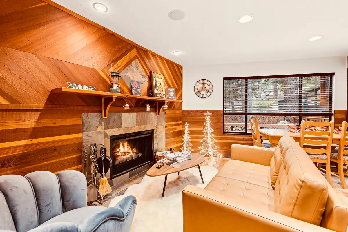 The fireplace is not operational, Sunlit Incline Retreat