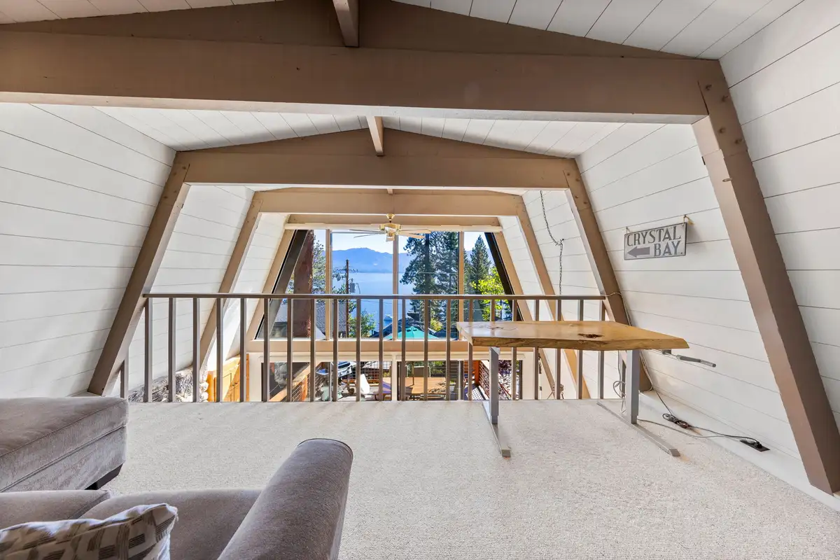 A-frame loft with a desk overlooking the lake, Livin' on the Edge