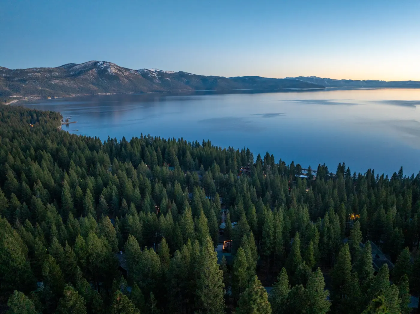 The lake from above at 90s Tahoe Time Capsule, an MG home in Incline Village