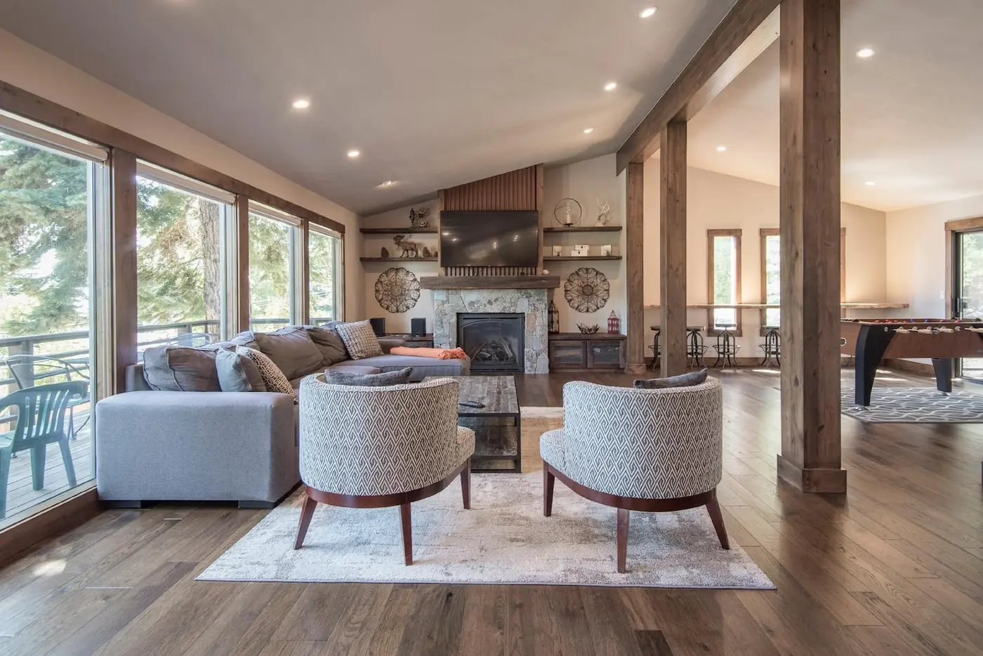 The living room at Tranquil Tahoe Haven, an MG home in Carnelian Bay