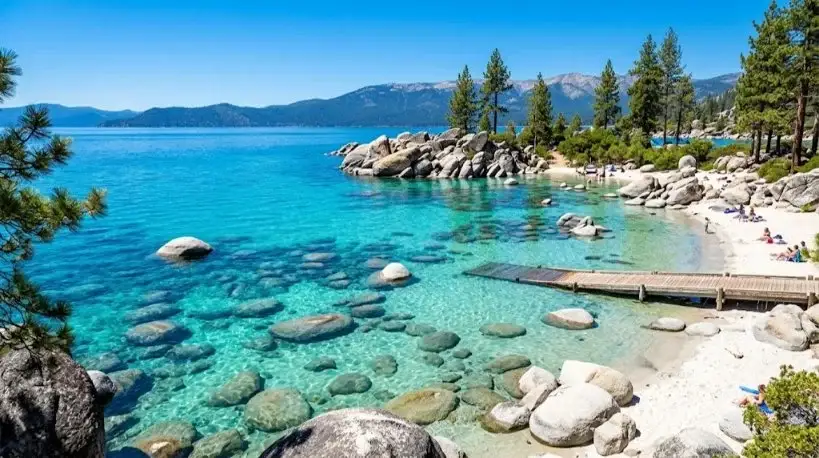 Turquoise water and granite boulders near Sand Harbor