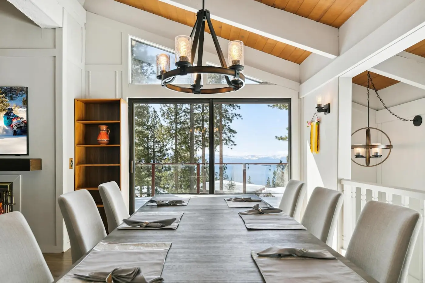 The dining area at Lake View Treasure, an MG home in Incline Village