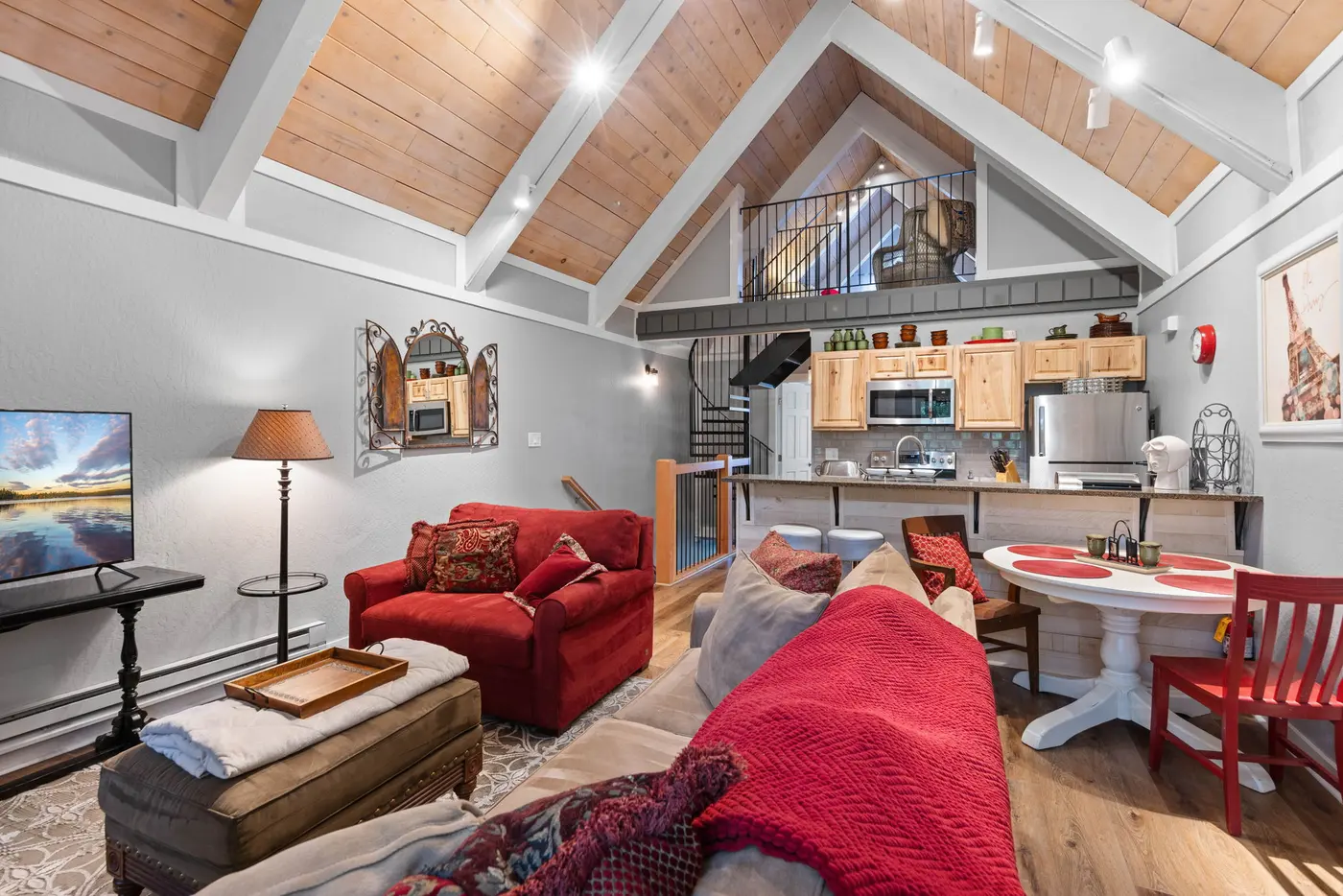The living room at Tahoe Peaks & Shores Retreat, an MG home in Incline Village