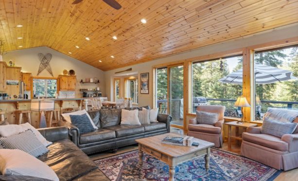 mountain cabin fireplace Tahoe