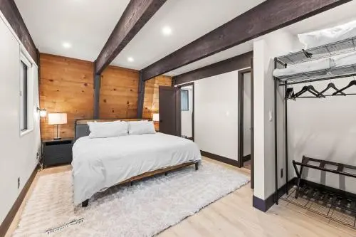 Master bedroom with king bed at Sierra Bliss at Martis Landing, Truckee vacation rental