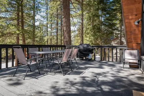 Outdoor BBQ grill ready for group cookouts at Sierra Bliss at Martis Landing in Truckee