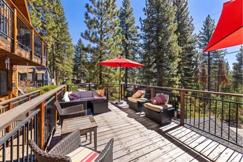 Outdoor BBQ grill ready for group cookouts at Rustic Ridge Retreat in Kings Beach